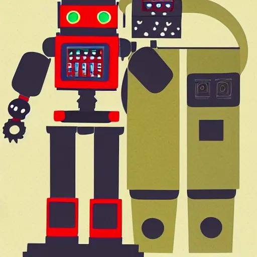 Image similar to killer robot, flat illustration