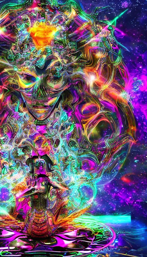 Image similar to psytrance artwork, with 3 d render