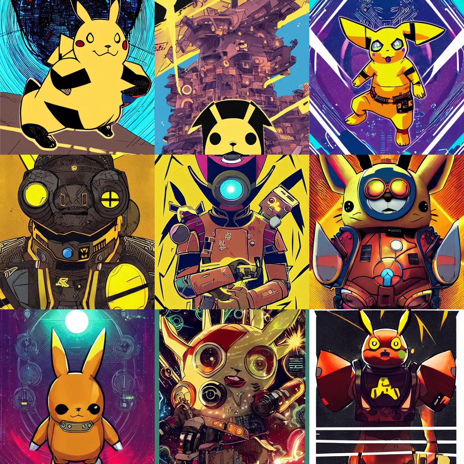 Prompt: Afrofuturism, a pikachu that looks like it is from Borderlands and by Feng Zhu and Loish and Laurie Greasley, Victo Ngai, Andreas Rocha, John Harris