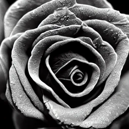 Image similar to award - winning macro of a beautiful black rose made of glowing molten magma