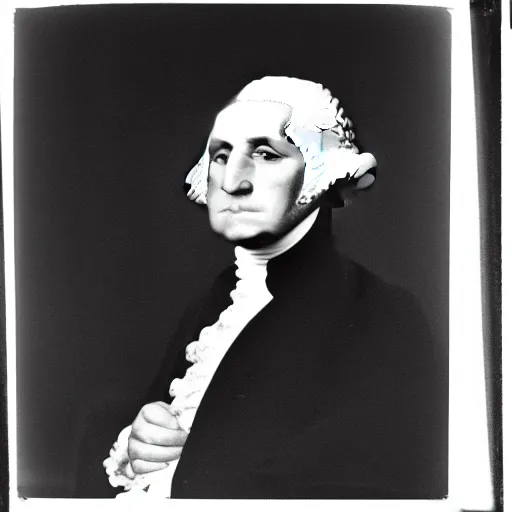 Prompt: photo of George Washington by Diane Arbus, no wig, 2022, black and white, high contrast, Rolleiflex, 55mm f/4 lens