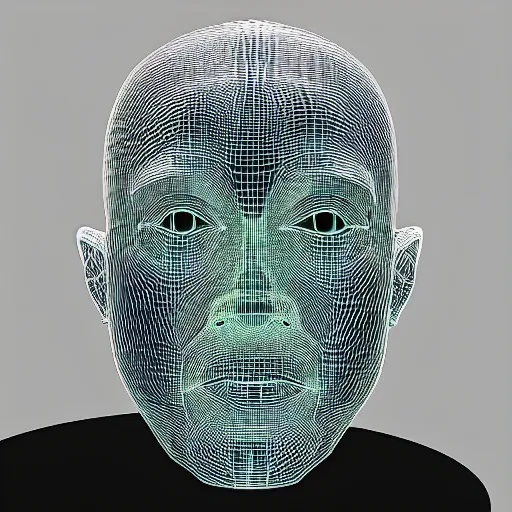 Image similar to a 3d human head made up of shiny holograms