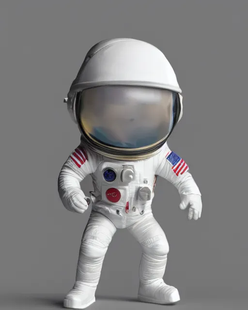 Image similar to full body 3d render of An astronaut as a funko pop, studio lighting, white background, blender, trending on artstation, 8k, highly detailed