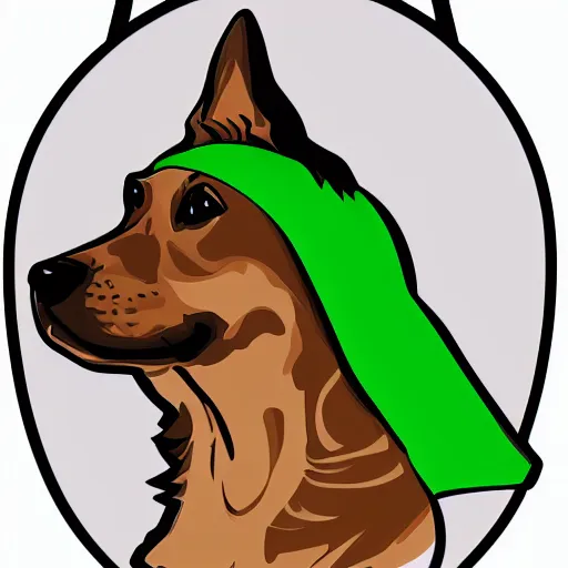 Image similar to vector image of a dog in green color, high details