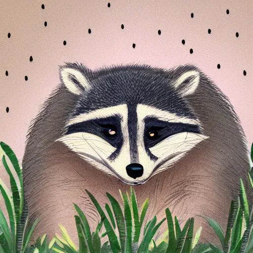 Image similar to a chubby raccoon, in forest, at night