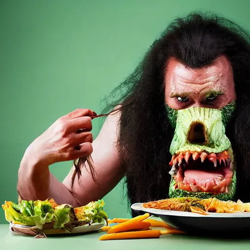 Image similar to big sir monster eating food, photograph