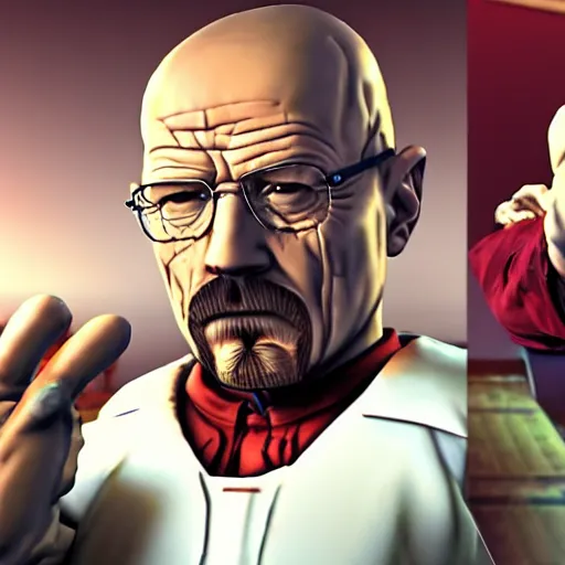 Image similar to walter white from breaking bad fighting freddy fazbear with his fists, 4 k, hyper realistic