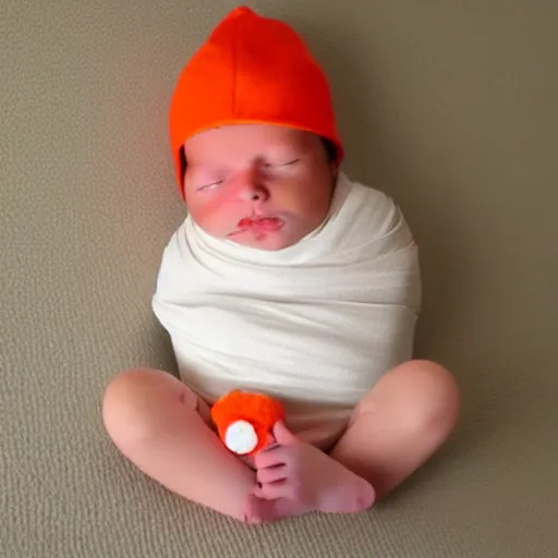 Prompt: cute newborn chick dressed as an inmate