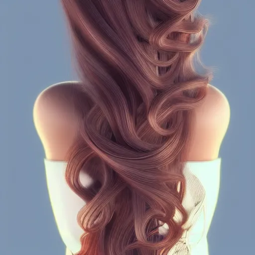 Image similar to beautiful long hairstyle, pinterest hair picture, back of the hair, photograph, 3d render, highly realistic, concept art, highly detailed-H 704