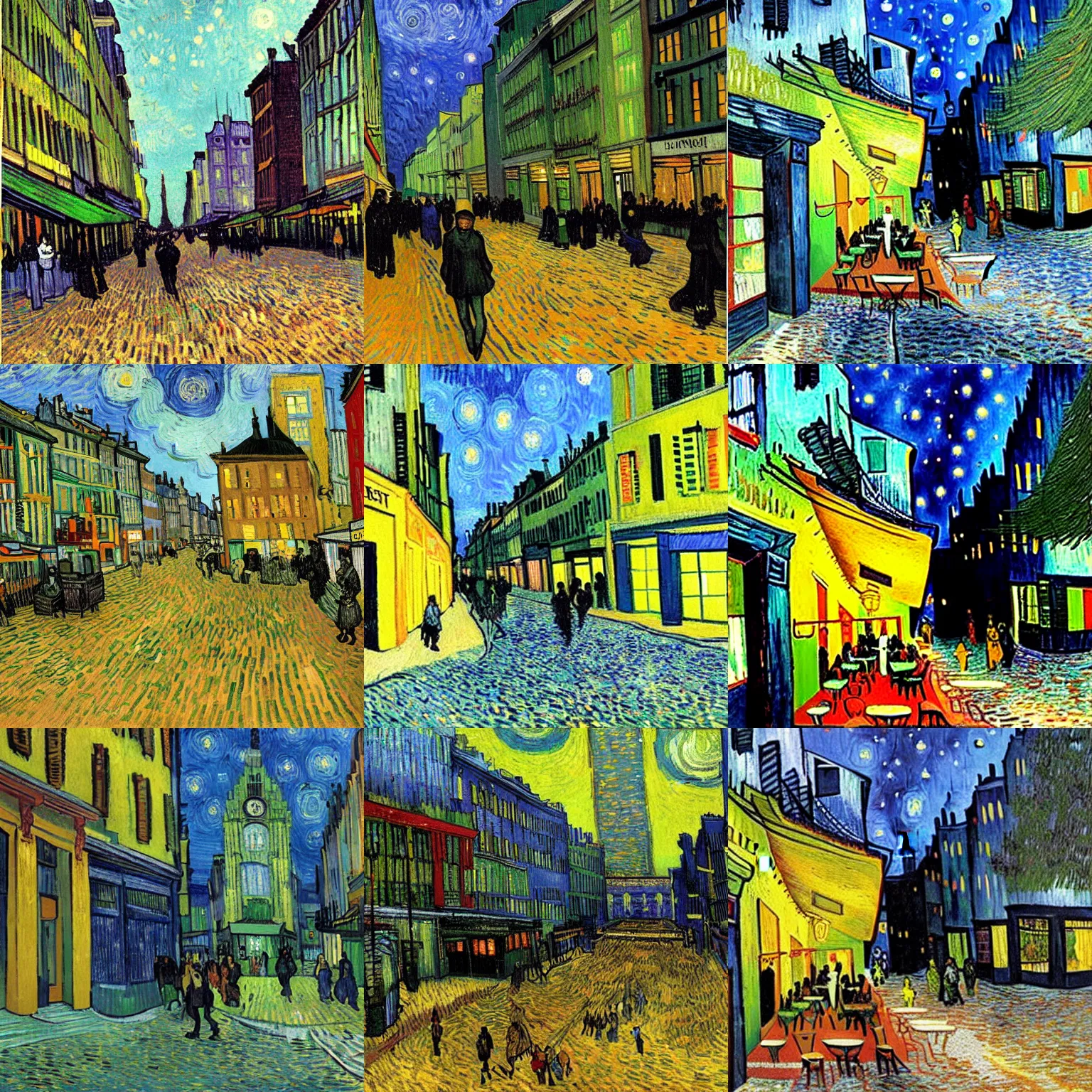 Prompt: Post Singularity Urban Life by Vincent van Gogh