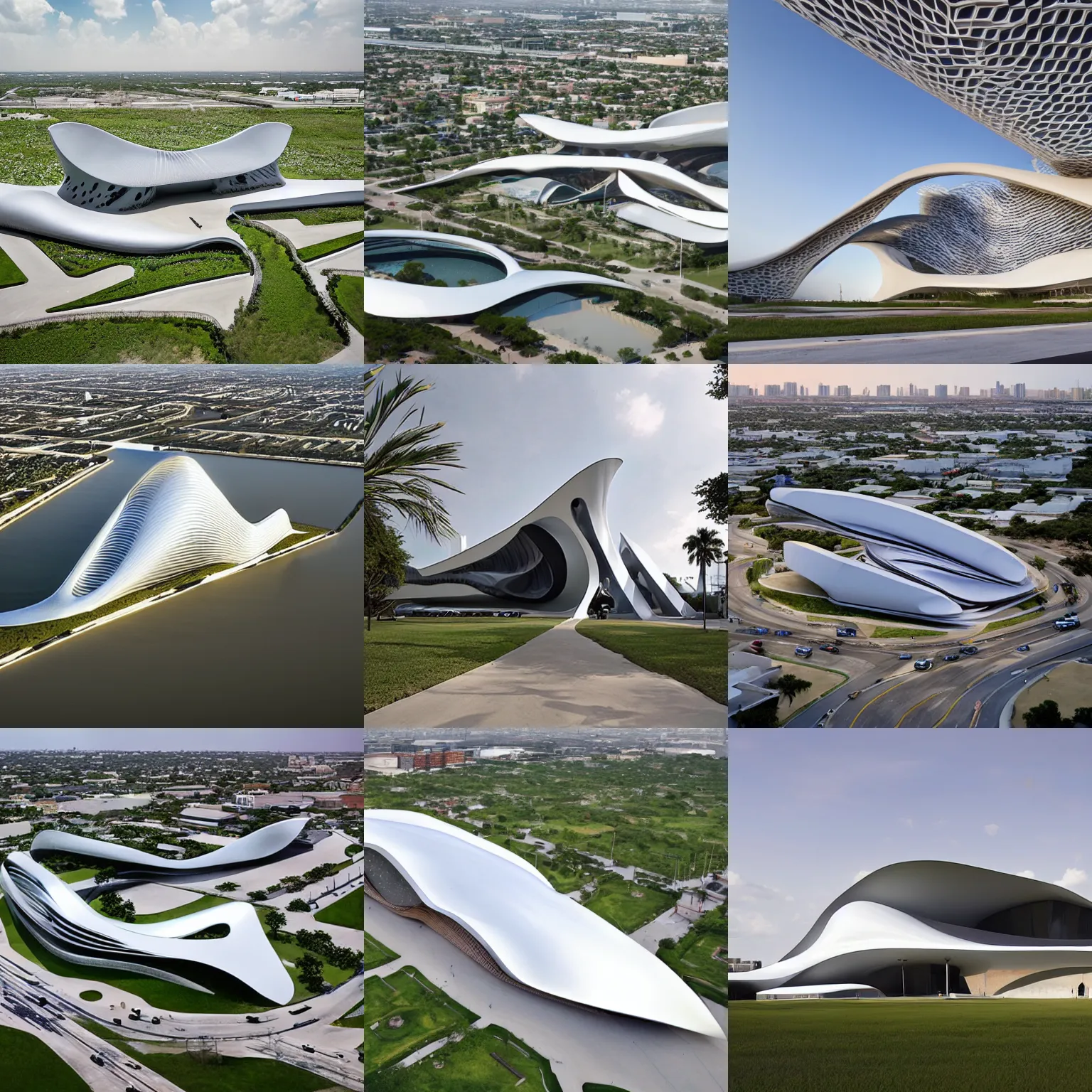 Prompt: Brownsville Texas designed by Zaha Hadid