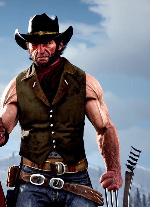 Image similar to film still of wolverine in red dead redemption 2 ( 2 0 1 8 video game )