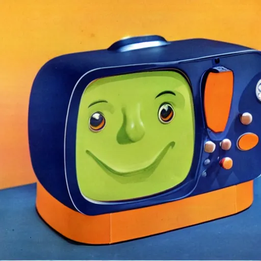 Prompt: a 1950’s TV set showing a full color image of an anthropomorphic carrot