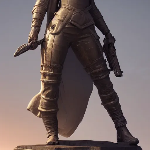 Image similar to portrait of girl in combat, bronze statue, 8 k uhd, unreal engine, octane render in the artstyle of finnian macmanus, john park and greg rutkowski