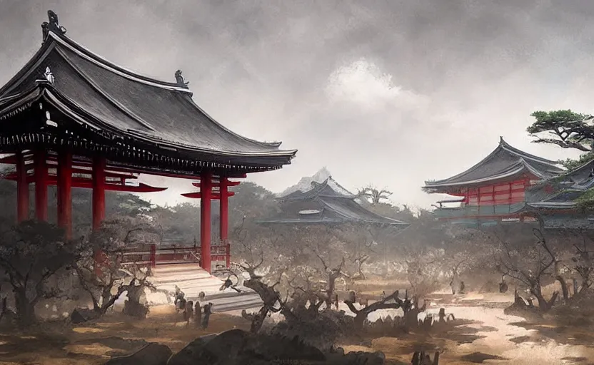 Image similar to A painting of a Japanese Kingdom trending on artstation in the style of Greg Rutkowski