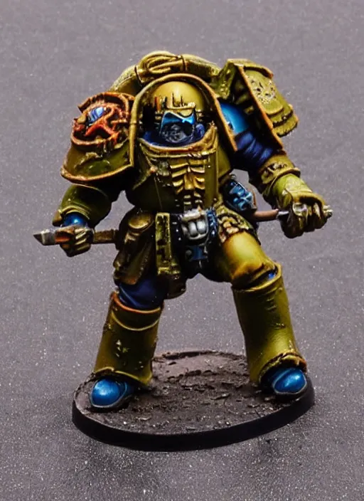 Image similar to 8 0 mm resin detailed miniature of a drunk warhammer 4 0 k space marine laying down puking, product introduction photos, 4 k, full body,