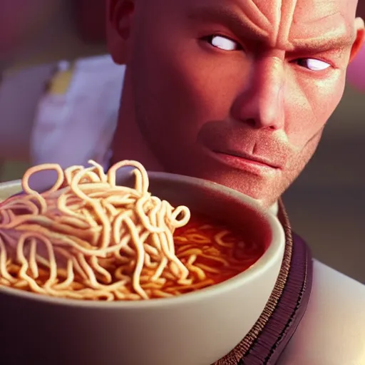 Image similar to a portrait of Korbin Dallas from the movie The Fifth Element eating a bowl of ramen, 8k resolution, extremely detailed, octane render, HQ, colored HQ