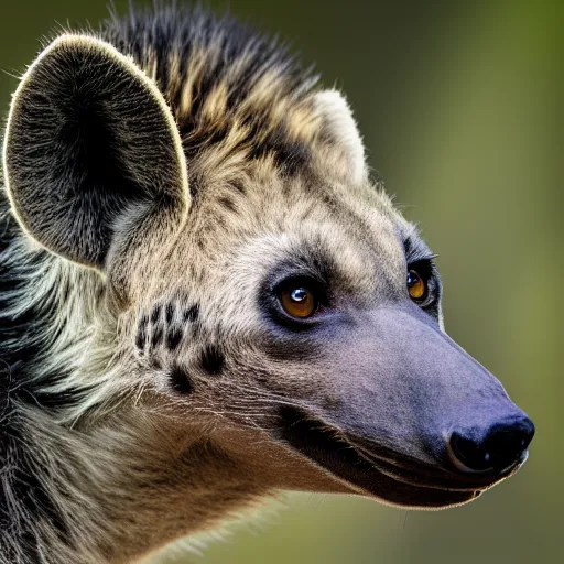 Image similar to High definition professional photograph of a Hyena furry art, furaffinity, beautifully detailed and lights. Highly detailed and pretty face and eyes