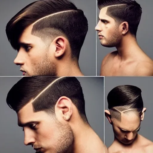 Image similar to epic haircut. hairstyling photography.