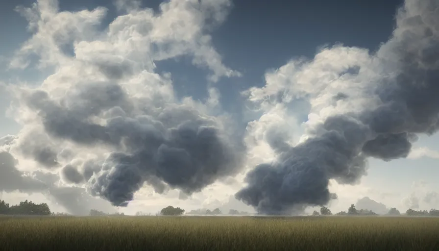 Image similar to Volumetric Puffy Cloud, Photorealistic Rendering, Octane, Redshift, Volumetric Light, Subsurface Scattering, 4k, Hyperrealistic, Hyperdetailed, Smooth Gradients, Particle Simulation