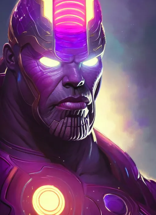 Image similar to portrait of apex legends thanos, intricate, elegant, glowing lights, highly detailed, digital painting, artstation, glamor pose, concept art, smooth, sharp focus, illustration, art by artgerm and greg rutkowski, artey freytag