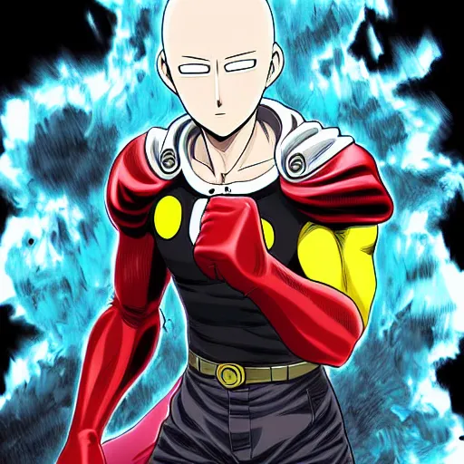 Image similar to one punch man, hyper detailed masterpiece, digital art painting, comics aesthetic,