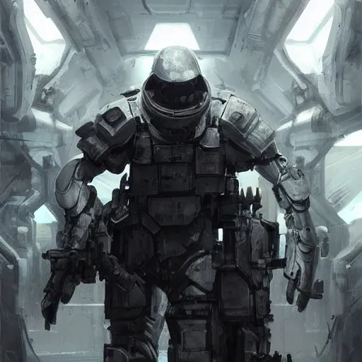 Prompt: concept art by greg rutkowski, soldiers in white and black futuristic tactical gear, through the corridors of the ship, claustrophobic and futuristic, brutalistic environment, scifi, detailed and intricate environment, high technology, highly detailed portrait, digital painting, artstation, concept art, smooth, sharp foccus ilustration, artstation hq.