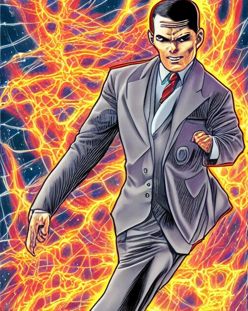 Image similar to alan turing manga comic book cover, action, explosions, by alex grey