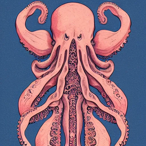 Prompt: a human rib cage filled with octopuses, fantasy illustration