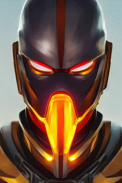 Image similar to epic mask helmet robot ninja portrait stylized as fornite style game design fanart by concept artist gervasio canda, behance hd by jesper ejsing, by rhads, makoto shinkai and lois van baarle, ilya kuvshinov, rossdraws global illumination radiating a glowing aura global illumination ray tracing hdr render in unreal engine 5