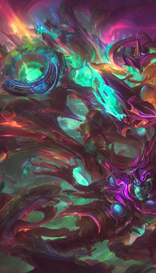 Prompt: psytrance artwork, by league of legends concept artists