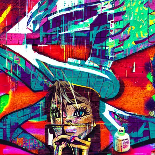 graffiti analog glitch art, hyperdetailed, artstation | Stable ...