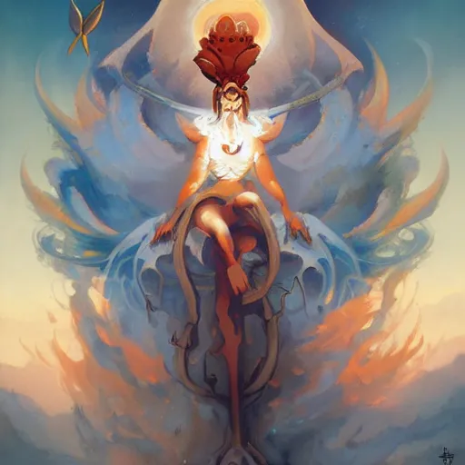 Prompt: The king of the sun by Peter Mohrbacher