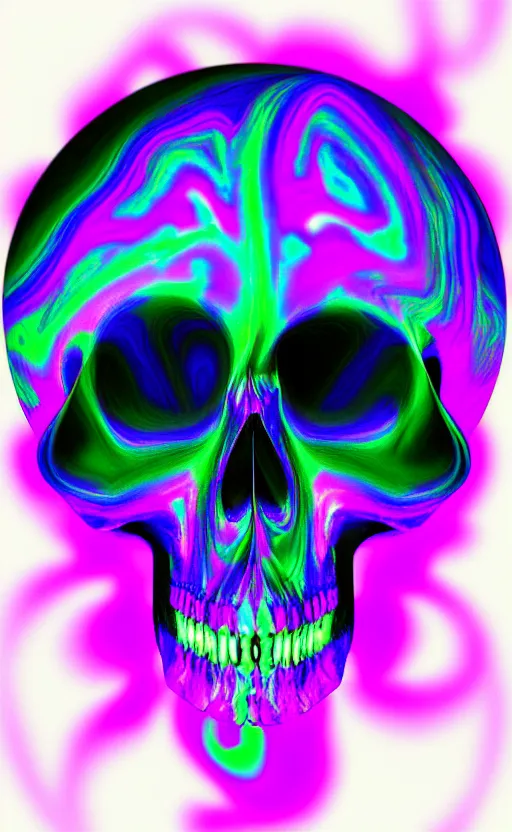 Prompt: skull made of Fractal flame, psychedelic
