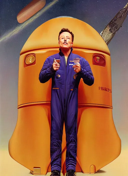 Image similar to ( ( ( portrait of elon musk ) ) ) by thomas blackshear, spacex, mars mission,