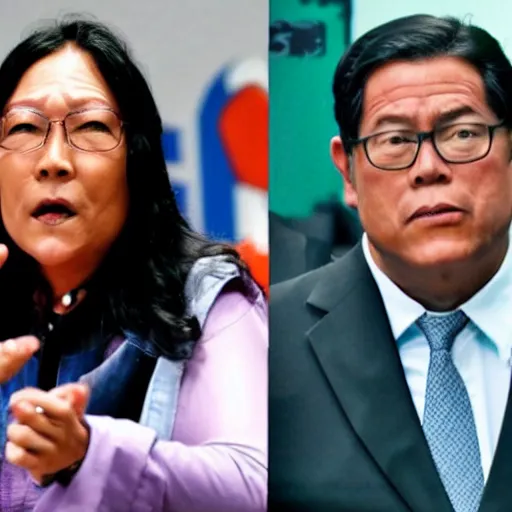 Prompt: Pedro Castillo peru president vs Keiko Fujimori on super saiyan