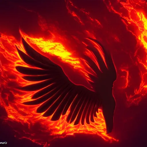 Image similar to bright flame pheonix in a dark cave scenematic 4k