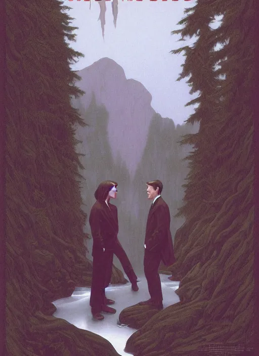 Image similar to twin peaks poster art, by michael whelan, rossetti bouguereau, artgerm, retro, nostalgic, old fashioned, 1 9 8 0 s teen horror novel cover, book, dale cooper, kyle mclaughlin, ryan gosling in letting jacket being eaten by the wendigo