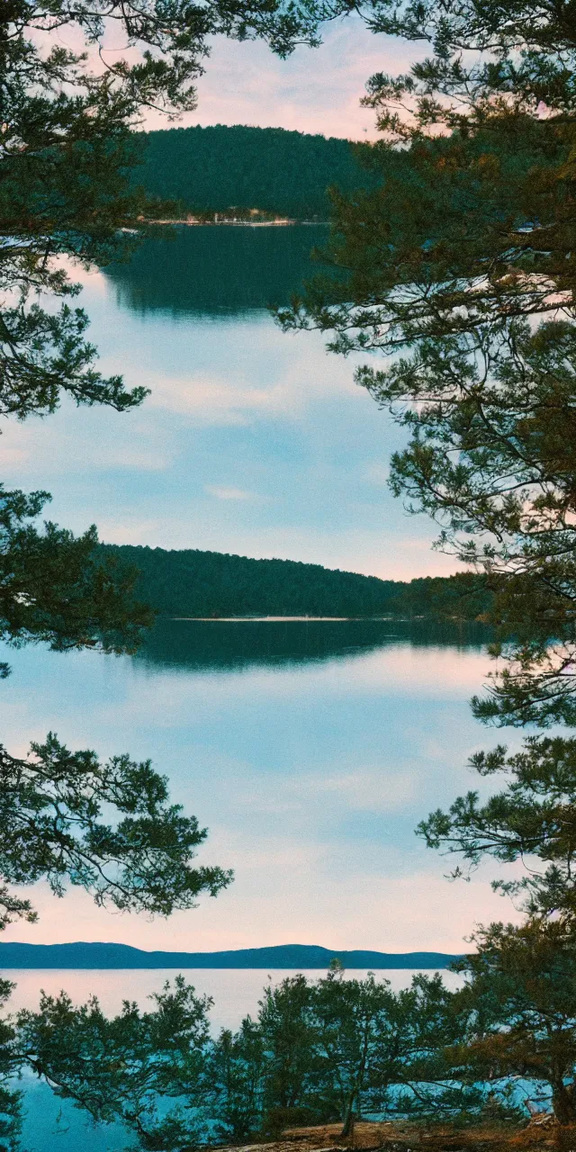 Prompt: photo of lake keowee, scenic, beautiful, cinematic, cinestill 8 0 0 t film