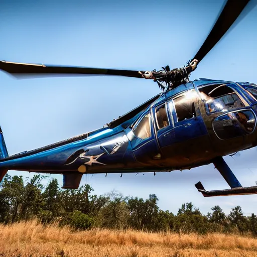 Prompt: high resolution photo of the helicopter from blue thunder, award winning photography.