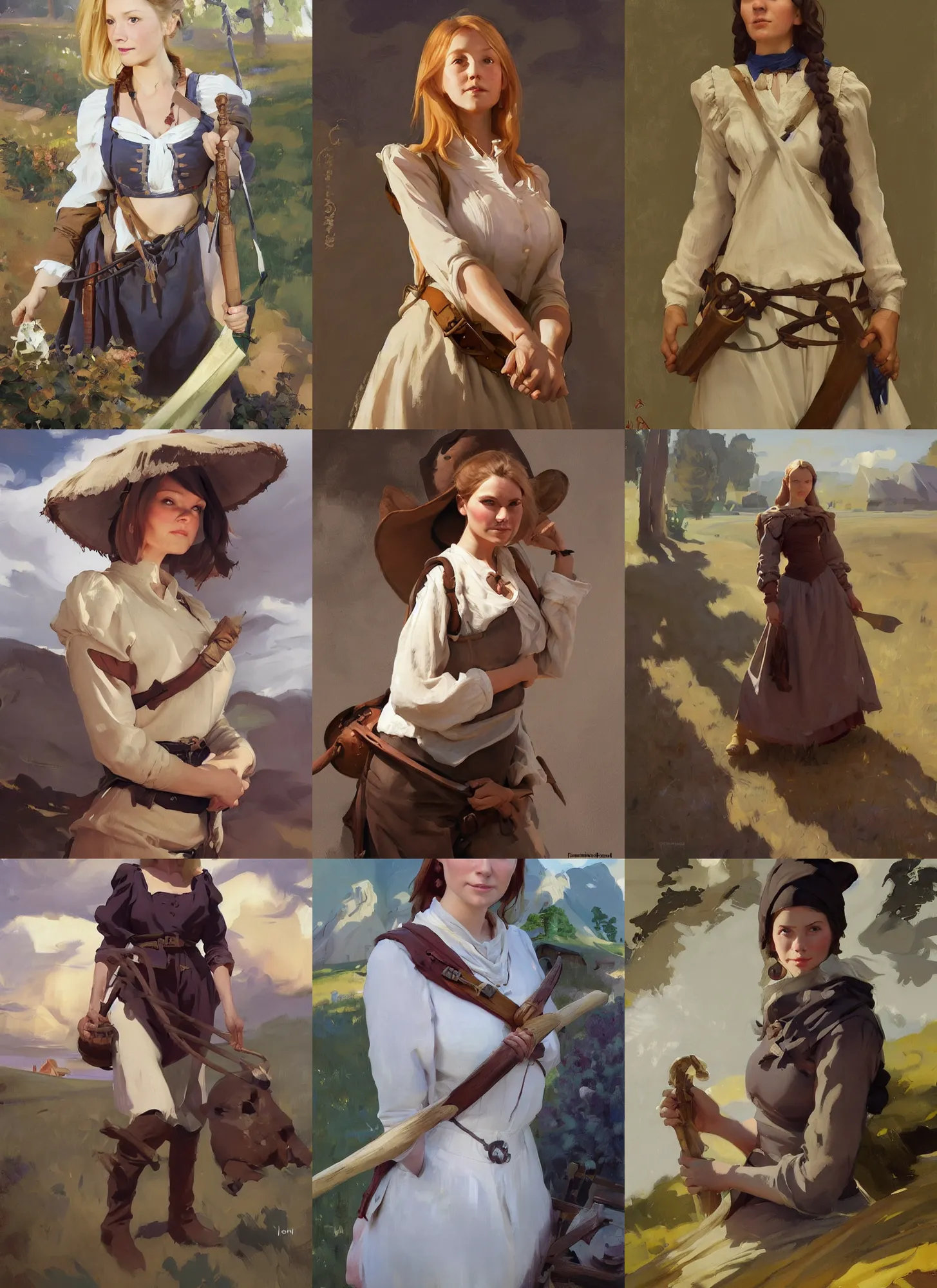 Prompt: portrait of finnish norway scandinavian attractive 1 7 th century village maiden working in the field jodhpurs greg manchess painting by sargent and leyendecker, studio ghibli, fantasy, medium shot, asymmetrical, intricate, elegant, matte painting, illustration, hearthstone, by greg rutkowski, by greg tocchini, by james gilleard, by joe fenton