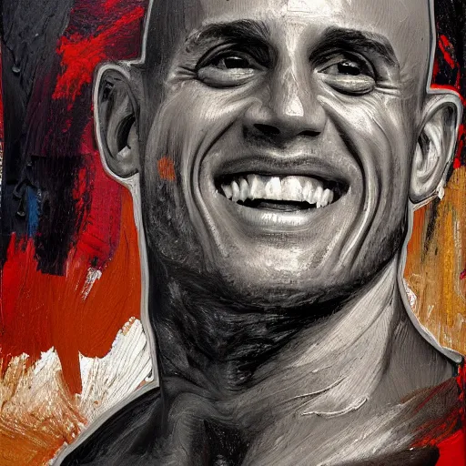 Prompt: an impasto oil painting of kelly slater!! with a moustage painted by leonadro da vinci, 5 0 mm black and white photography, high detail, 4 k resolution