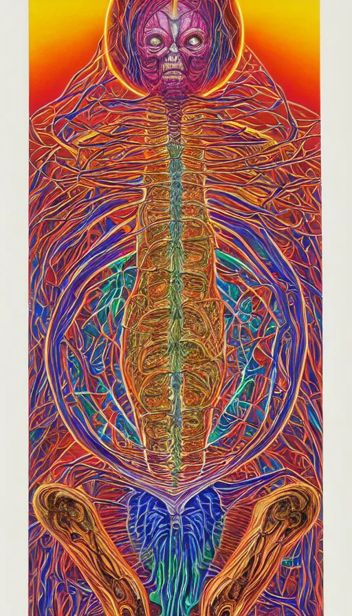 Image similar to The end of an organism, by Alex Grey ,