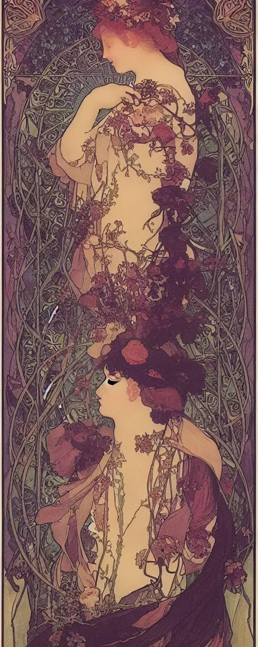 Prompt: the empress, tarot, beautiful border, by alfons maria mucha, highly detailded