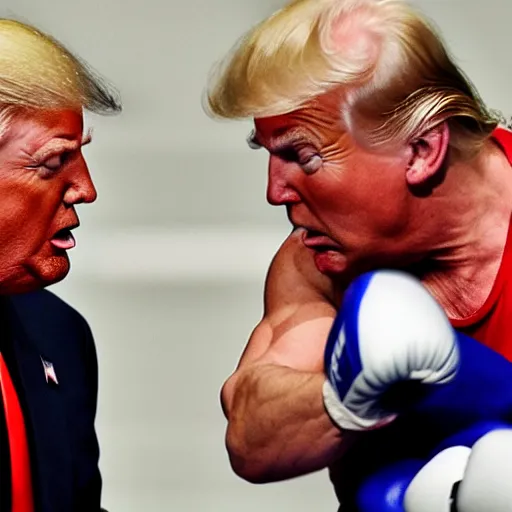 Image similar to live photograph footage of donald trump having a boxing match against joe biden