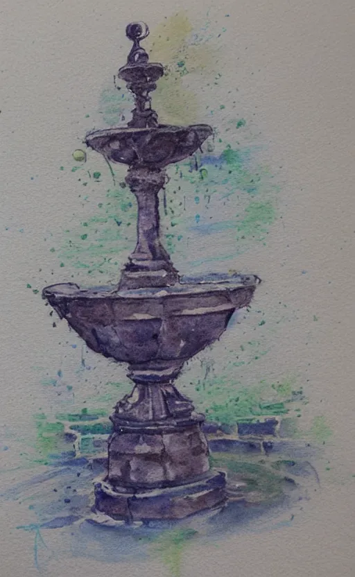 Image similar to Fountain Watercolor sketch, highly detailded