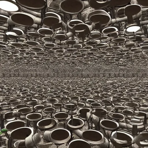 Prompt: infinite dark labyrinth of pipes