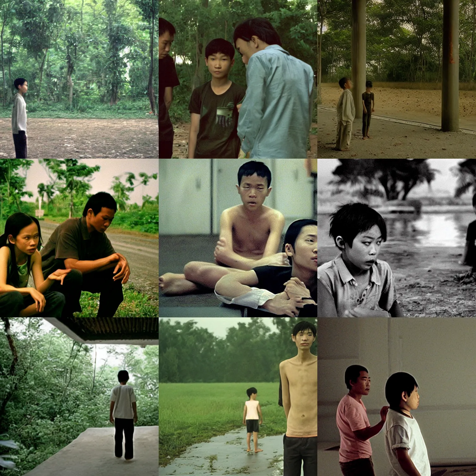 Prompt: a film still from syndromes and a century ( 2 0 0 6, by apichatpong weerasethakul )
