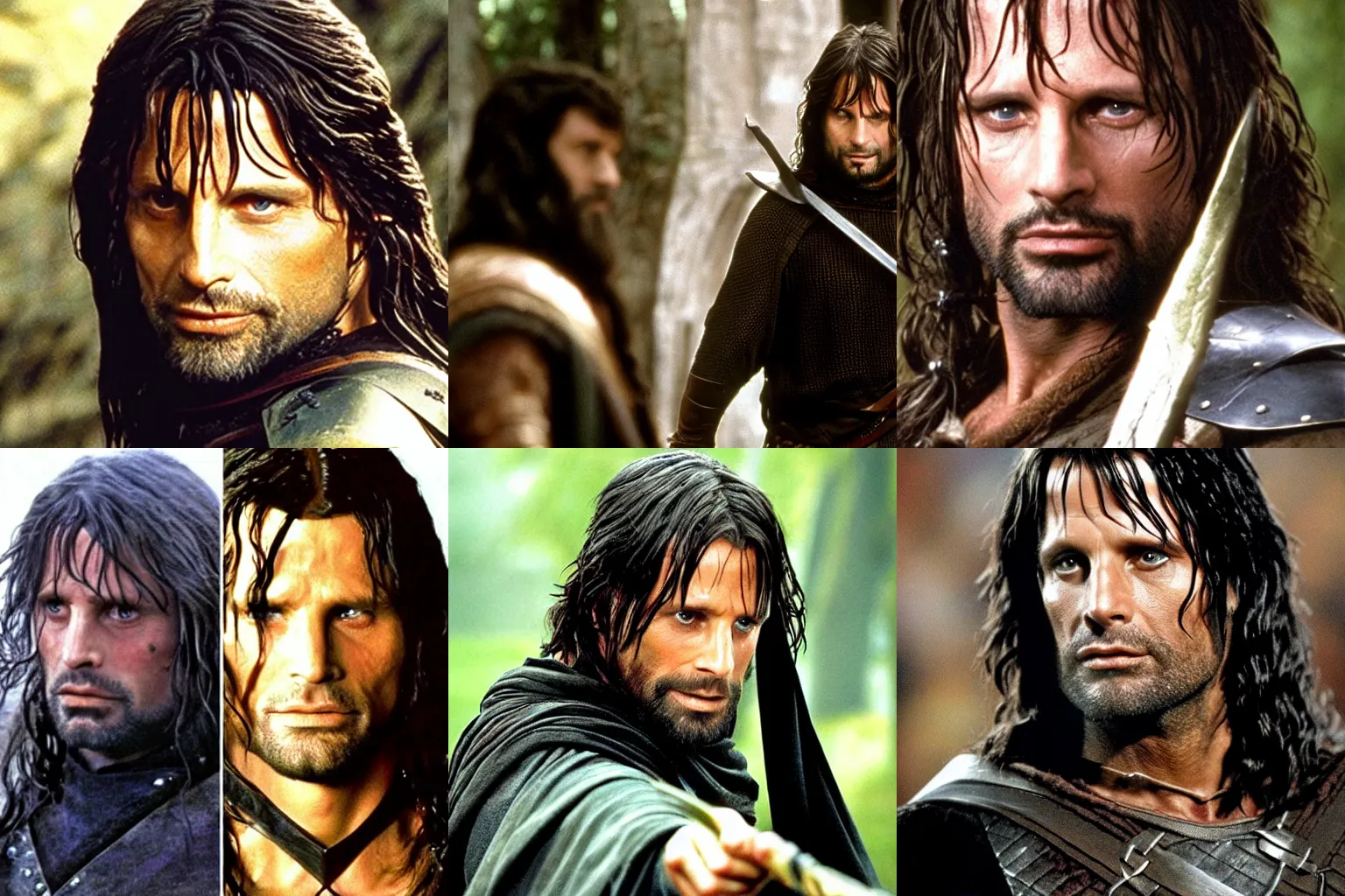 Prompt: Aragorn played by John Travolta