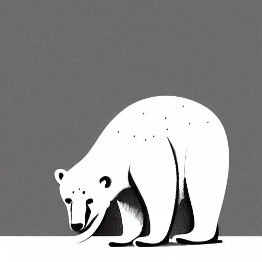 Prompt: book illustration of a wonderful polar bear, book illustration, monochromatic, white background